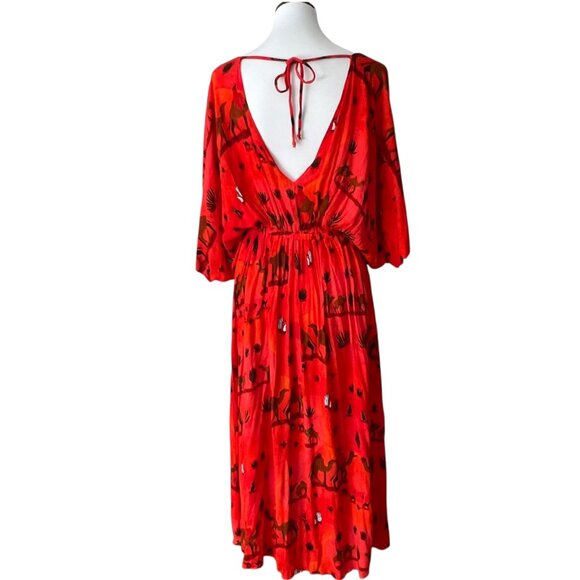 Anthropologie Dress Small Isabelle Feliu Karakum Fall Boho Dress Camel Desert - Picture 6 of 16